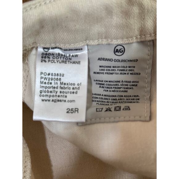 AG Adriano Goldschmied Paneled Mari High-Rise Slim Straight Beige Jeans Size 25R - Picture 7 of 9